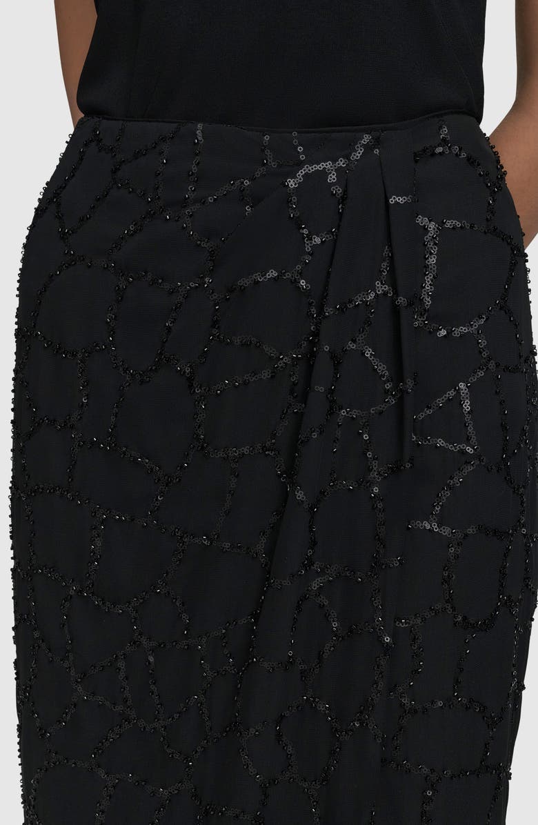 Donna Karan New York Sequin Faux Wrap Pencil Skirt, Alternate, color, Black