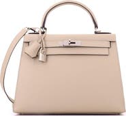 Pre-Owned Hermes Kelly Handbag Light Epsom with Palladium Hardware 28
