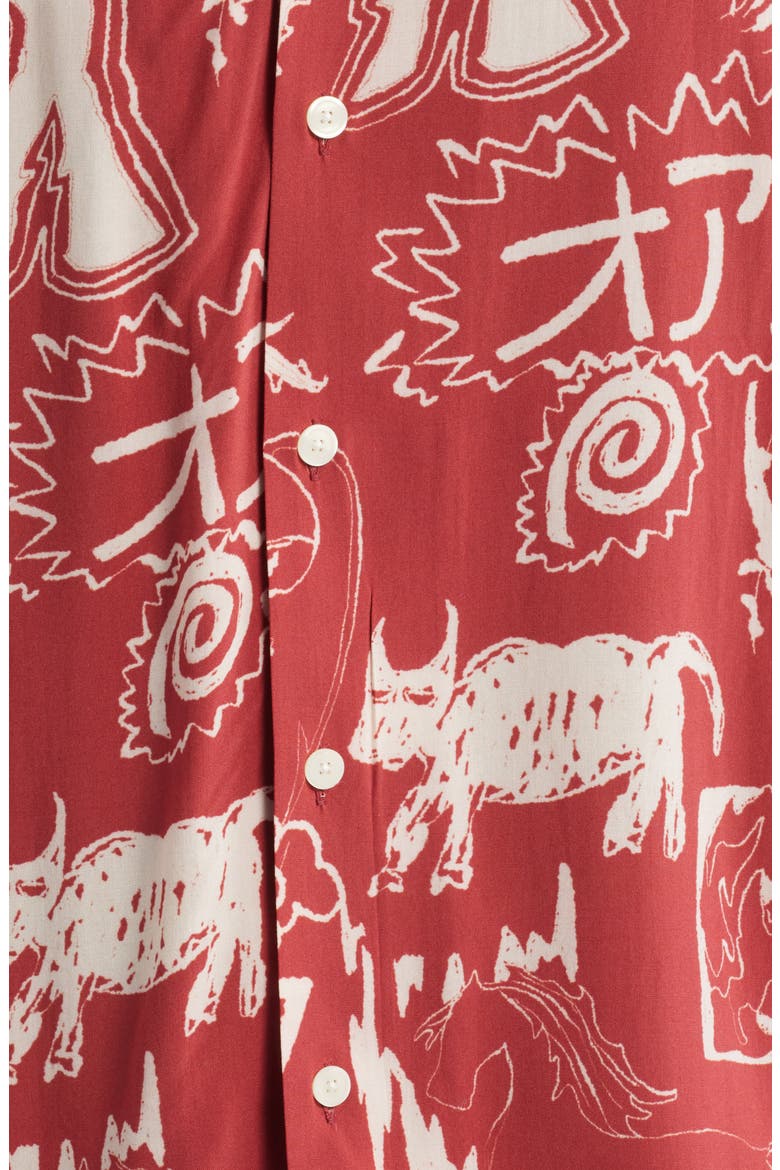 Gensou Rocco Camp Shirt, Alternate, color, RED
