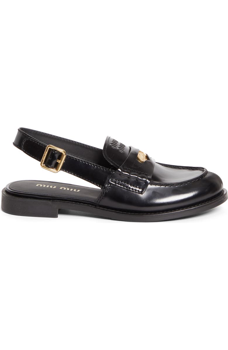 Miu Miu Slingback Penny Loafer, Alternate, color, Nero