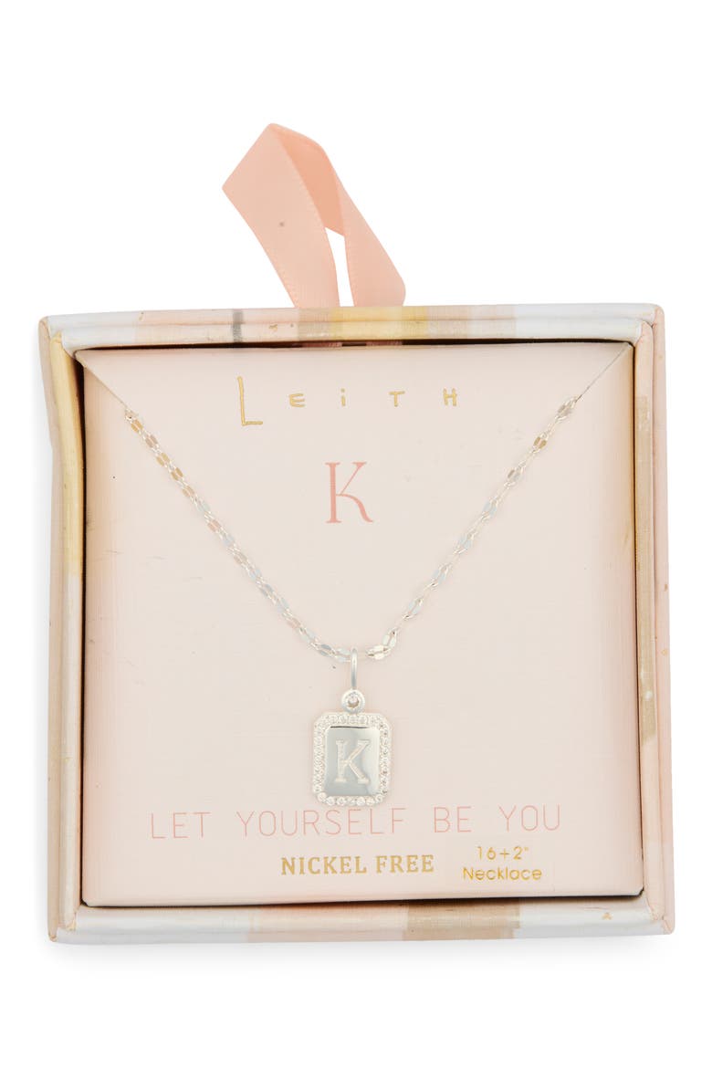 Initial Pendant Necklace, Main, color, K- CLEAR- SILVER