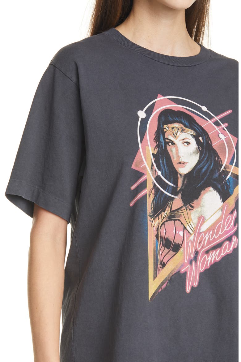 '80s Oversize Wonder Woman Graphic Tee, Alternate, color, WASHED BLACK