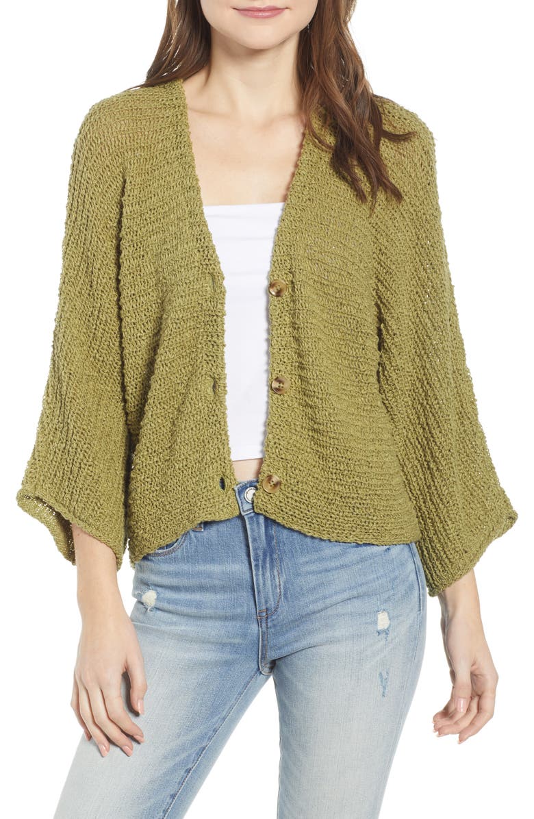BP. Dolman Sleeve Button Front Cardigan, Main, color, 
