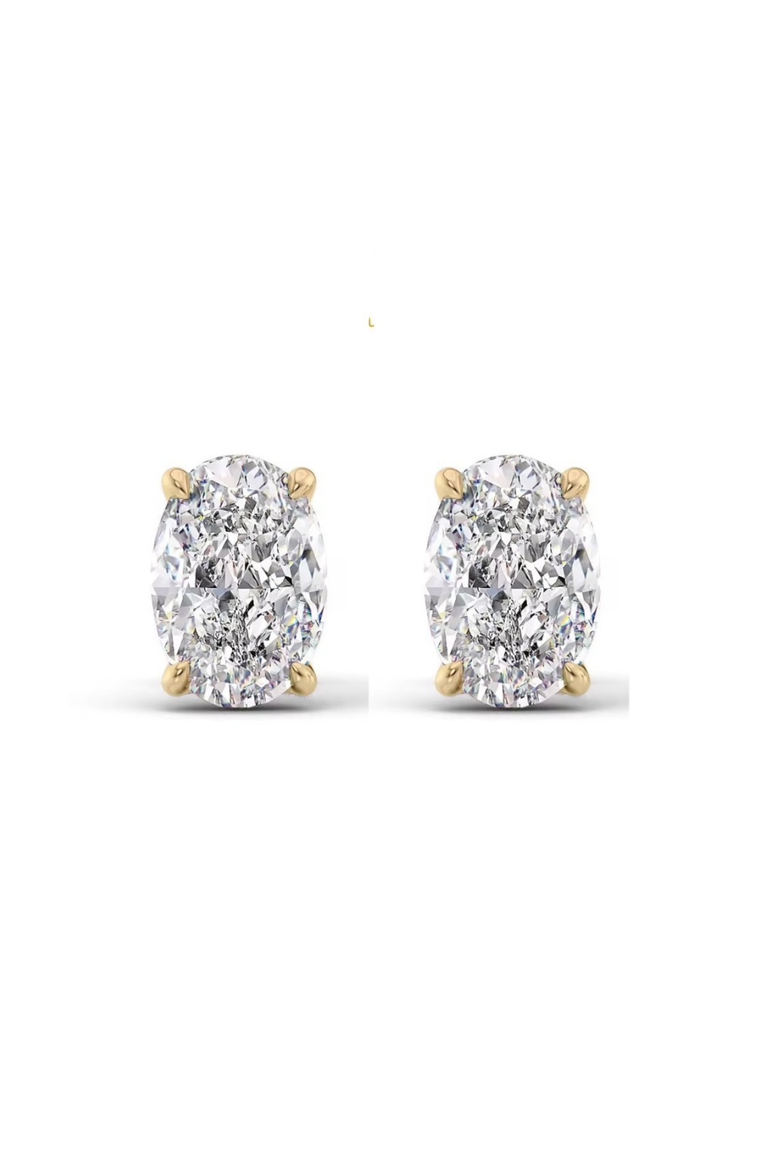 Elena Oval Moissanite Vermeil Stud Earrings, Alternate, color, Gold