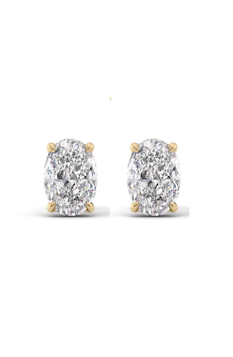 DLORIA Elena Oval Moissanite Vermeil Stud Earrings, Alternate, color, Gold