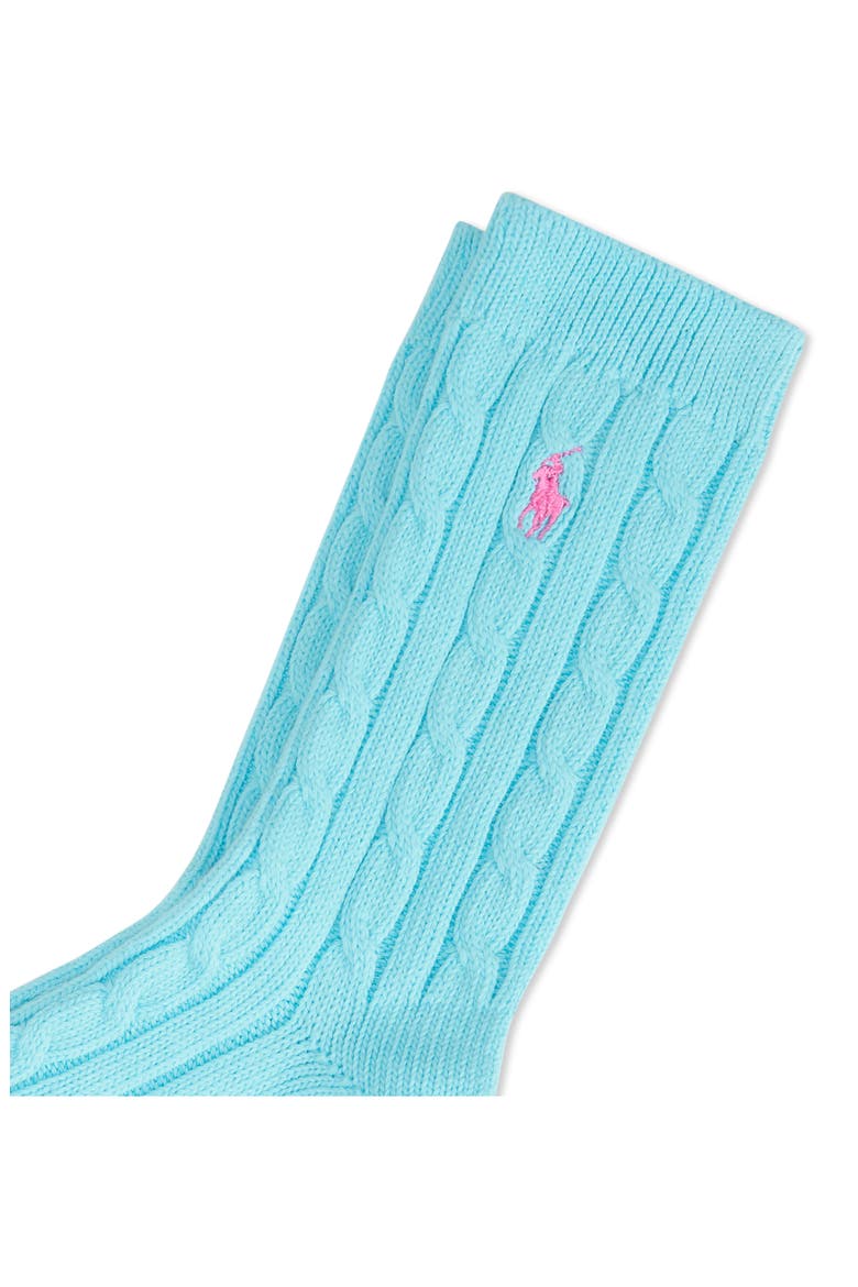Seasonless Cable Crew Socks, Alternate, color, TURQUOISE