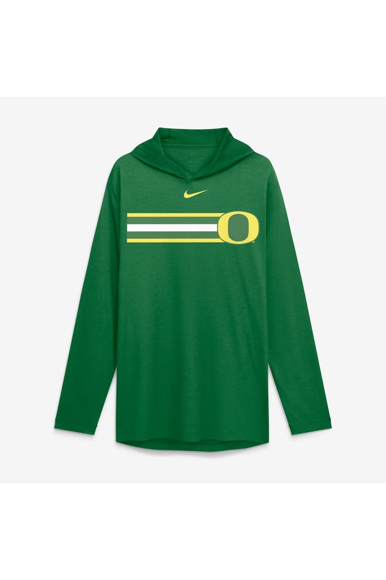 Men's Nike Green Oregon Ducks Primetime Pattern Tri-Blend Dri-FIT Long Sleeve Hooded T-Shirt, Main, color, Green