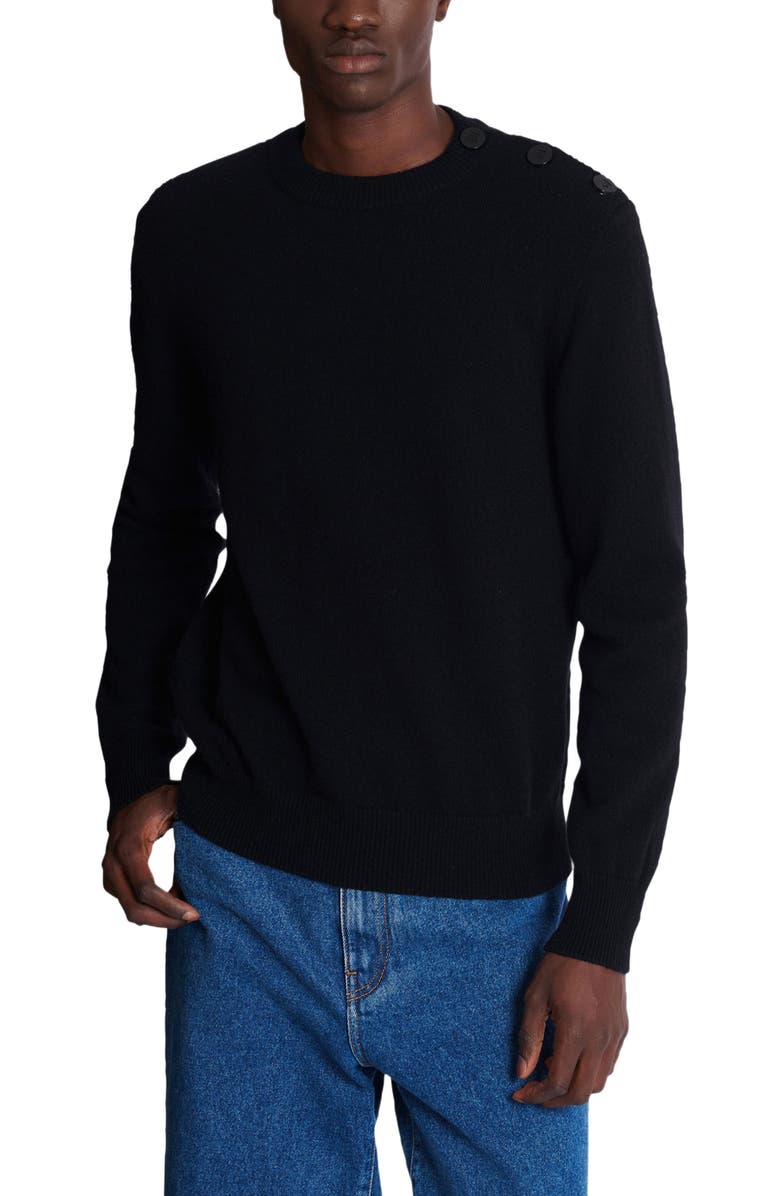 Balmain Fine eco-cashmere jumper, Alternate, color, Black