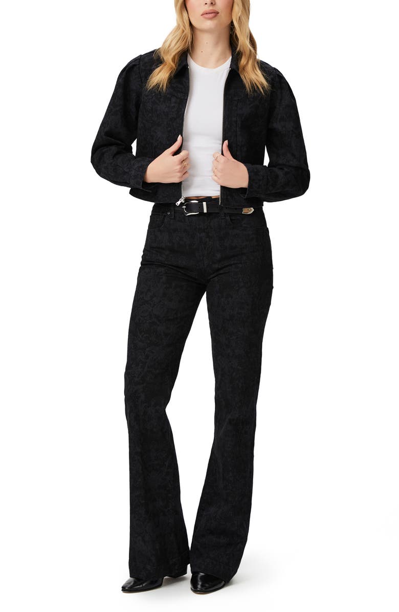 PAIGE Evelyn Laser Floral Jacket, Alternate, color, Black Laser Floral