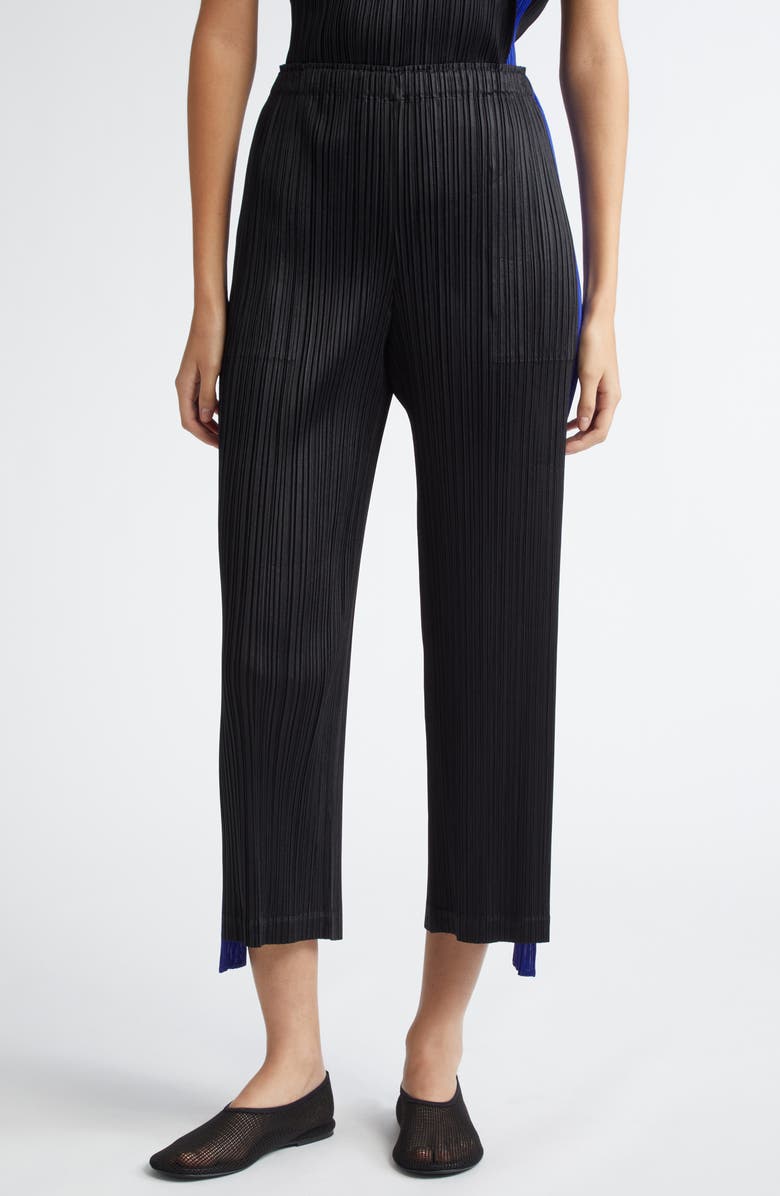 Pleats Please Issey Miyake Comet Pleated Colorblock Crop Wide Leg Pants, Main, color, 