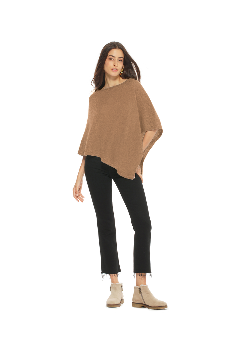 Pure Cashmere Capelet Poncho, Alternate, color, Camel