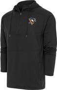 ANTIGUA Men's Antigua Heather Black Pittsburgh Penguins Spikes Raglan Quarter-Zip Hoodie