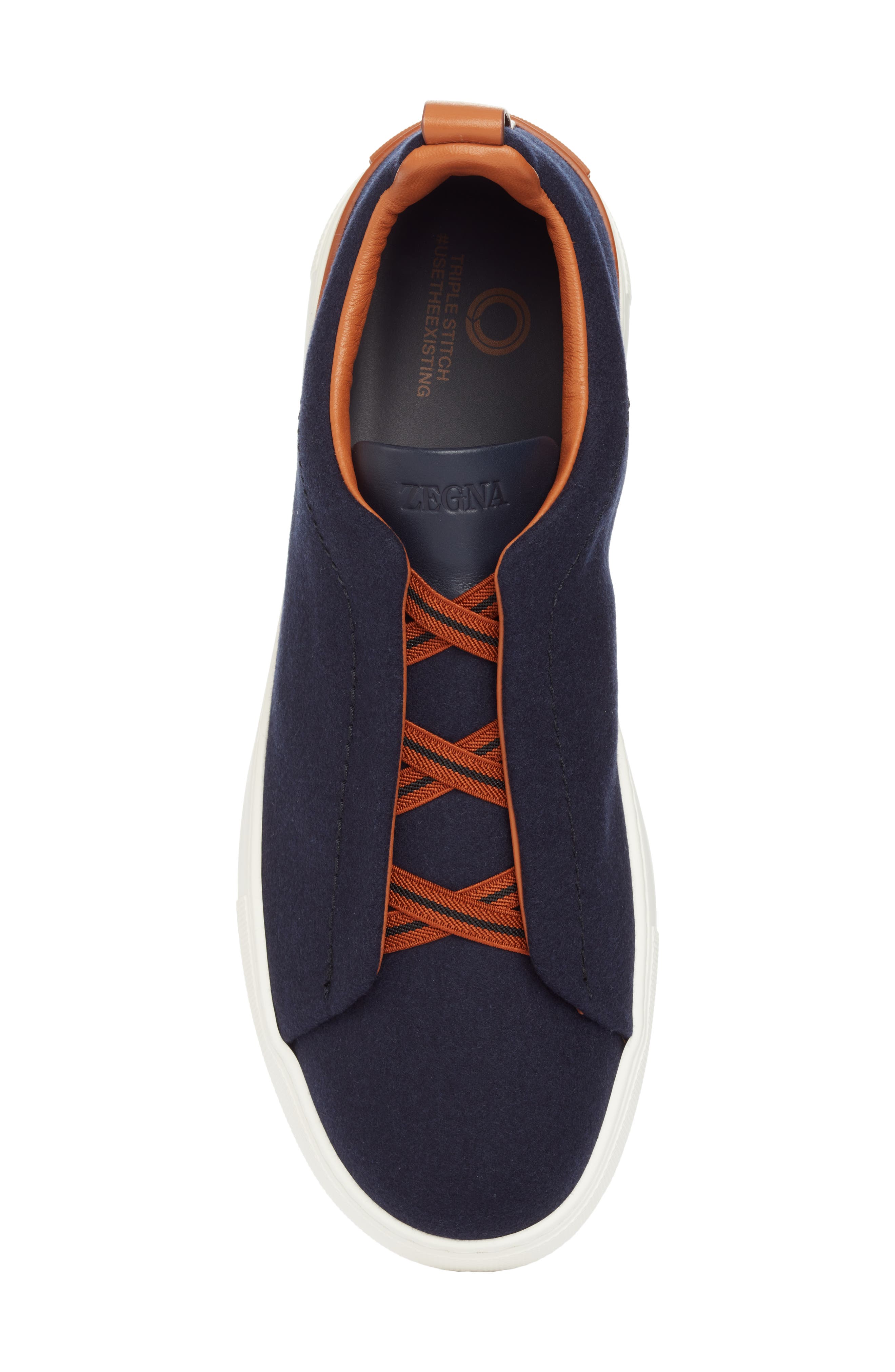 ZEGNA Triple Stitch Slip-On Sneaker, Alternate, color, Navy
