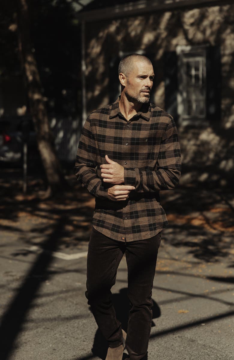 The Normal Brand Hudson Flannel Button-Up Shirt, Alternate, color, Dark Brown Plaid