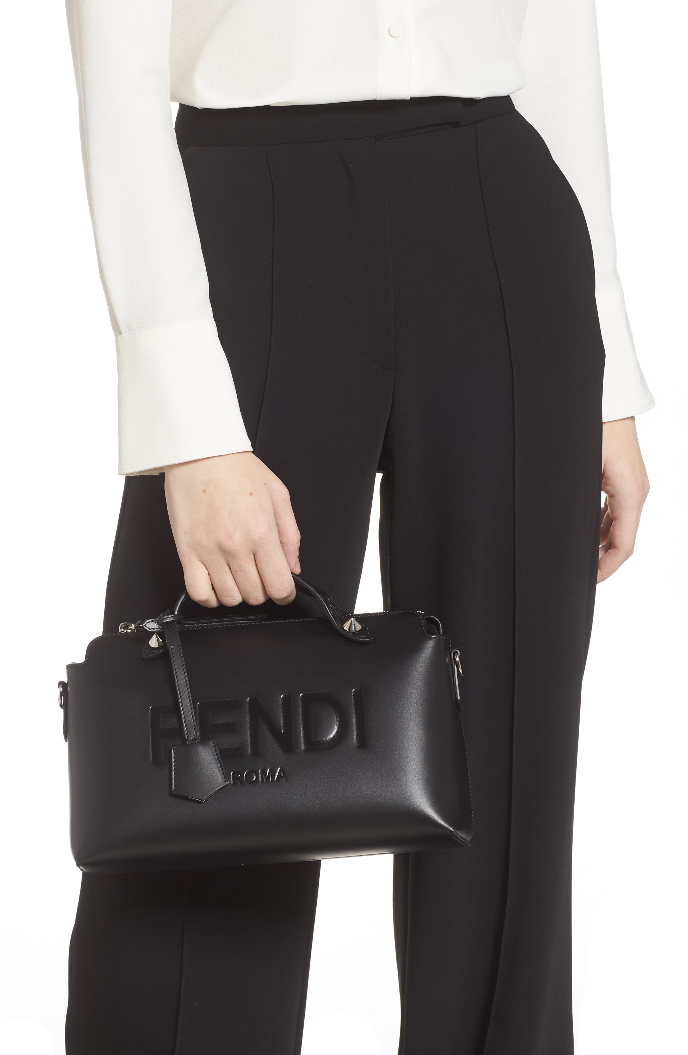 Fendi Medium By The Way Calfskin Leather Satchel, Alternate, color, 