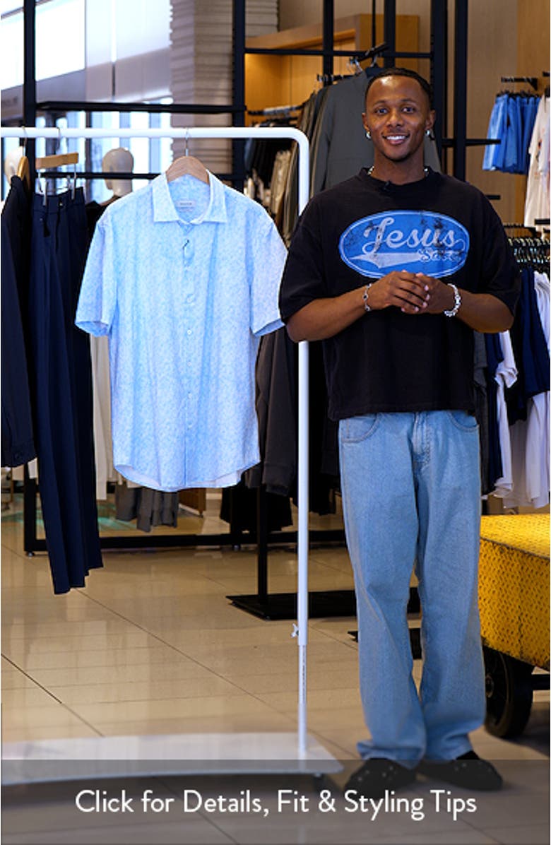 Miles OoohCotton<sup>®</sup> Watercolor Short Sleeve Button-Up Shirt, sales video thumbnail
