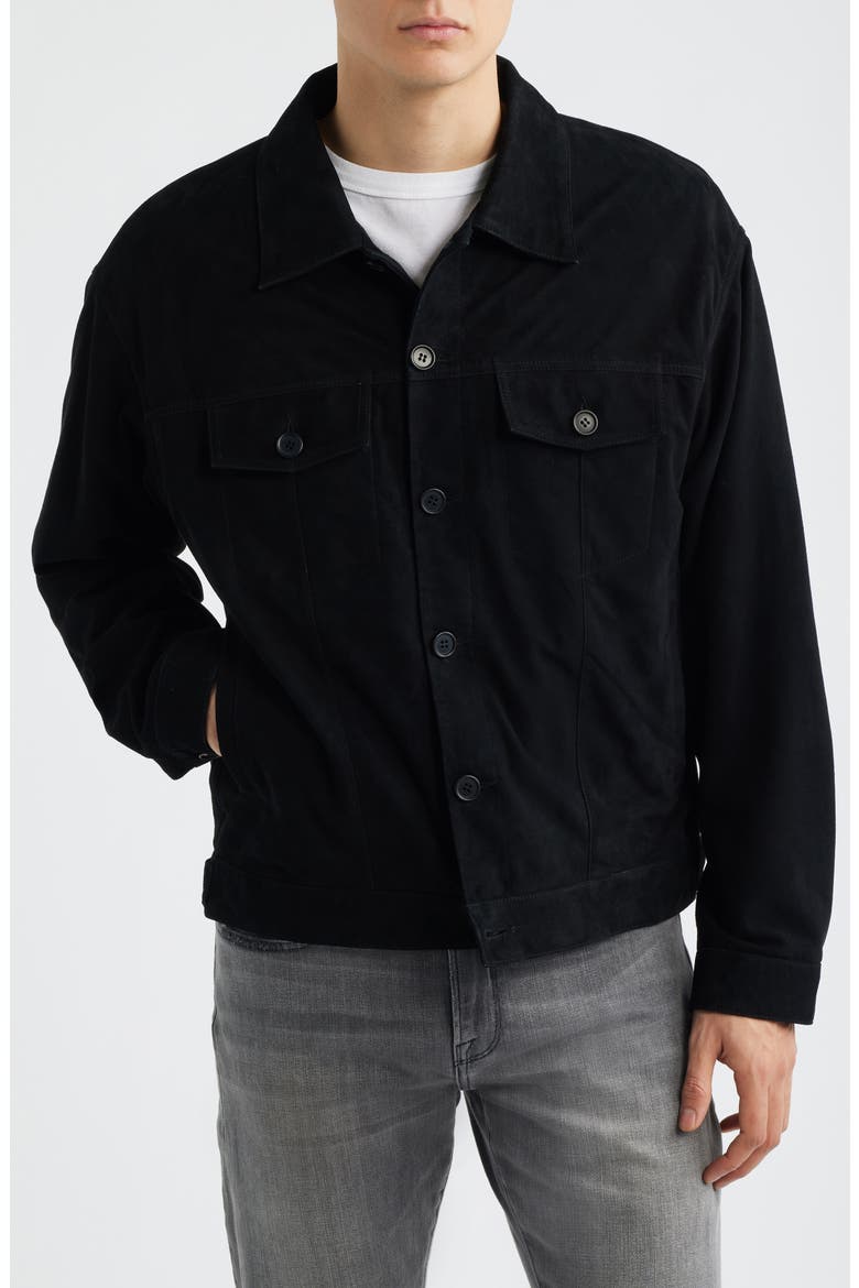 Roy Suede Trucker Jacket, Alternate, color, BLACK