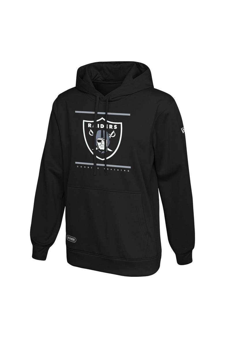 Men's New Era Black Las Vegas Raiders Combine Authentic Split Defense Pullover Hoodie, Main, color, Black