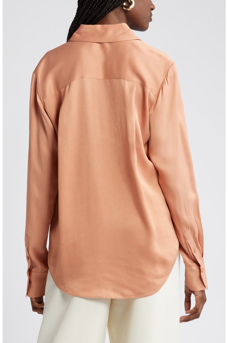 Pocket Satin Button-Up Shirt, Alternate, color, TAN CORK