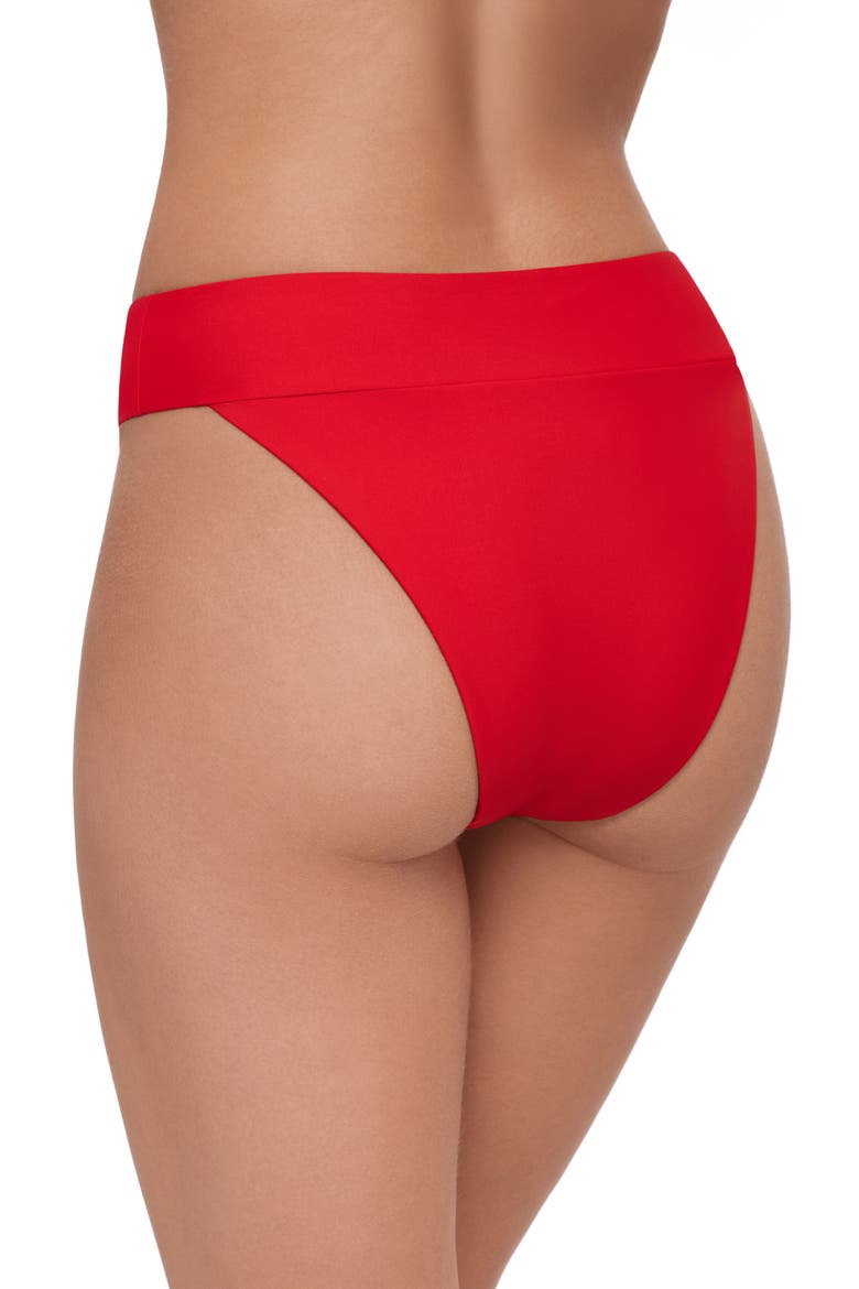 Banded High Leg Bikini Bottoms, Alternate, color, CHERRY RED