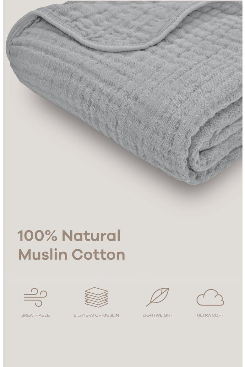 Baby Muslin Blanket, Alternate, color, Heather Blue