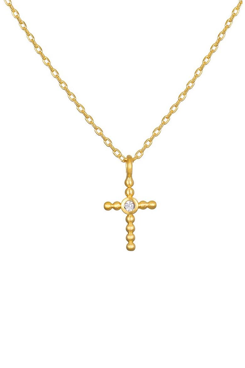 Precious Faith White Topaz Cross Necklace, Main, color, Gold