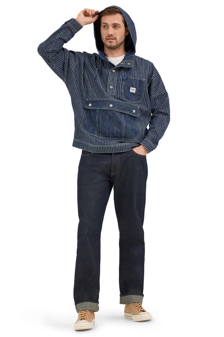Topstitched Denim Anorak, Alternate, color, LAKE EDGE