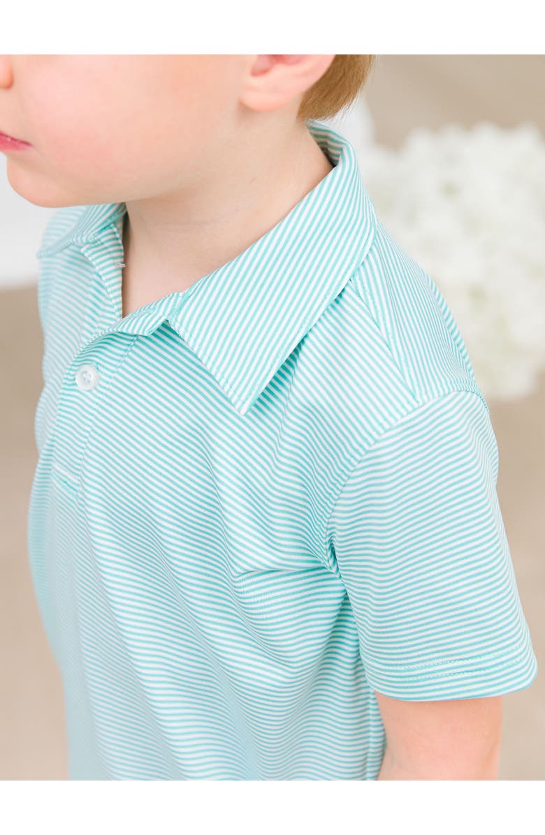 RuggedButts Boys Knit Short Sleeve Performance Polo, Alternate, color, Marine Green Micro Stripe