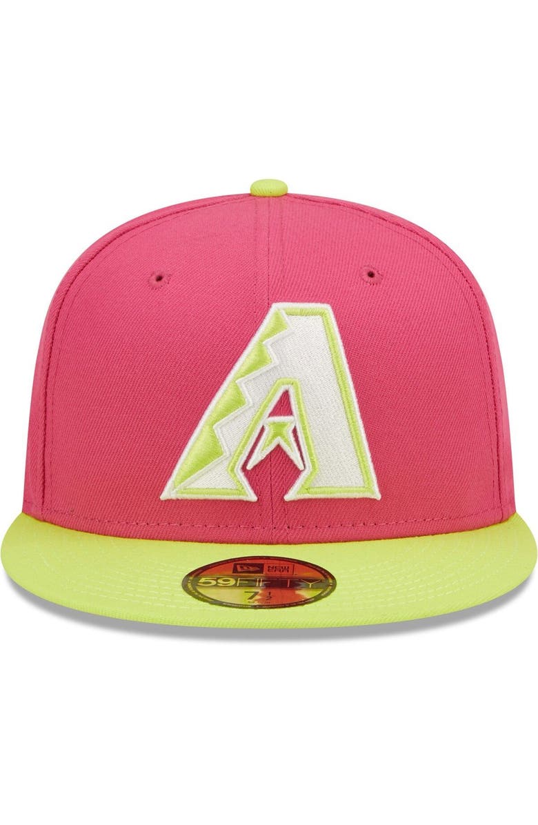 New Era Men's New Era Pink Arizona Diamondbacks 2001 World Series Champions Beetroot Cyber 59FIFTY Fitted Hat, Alternate, color, 