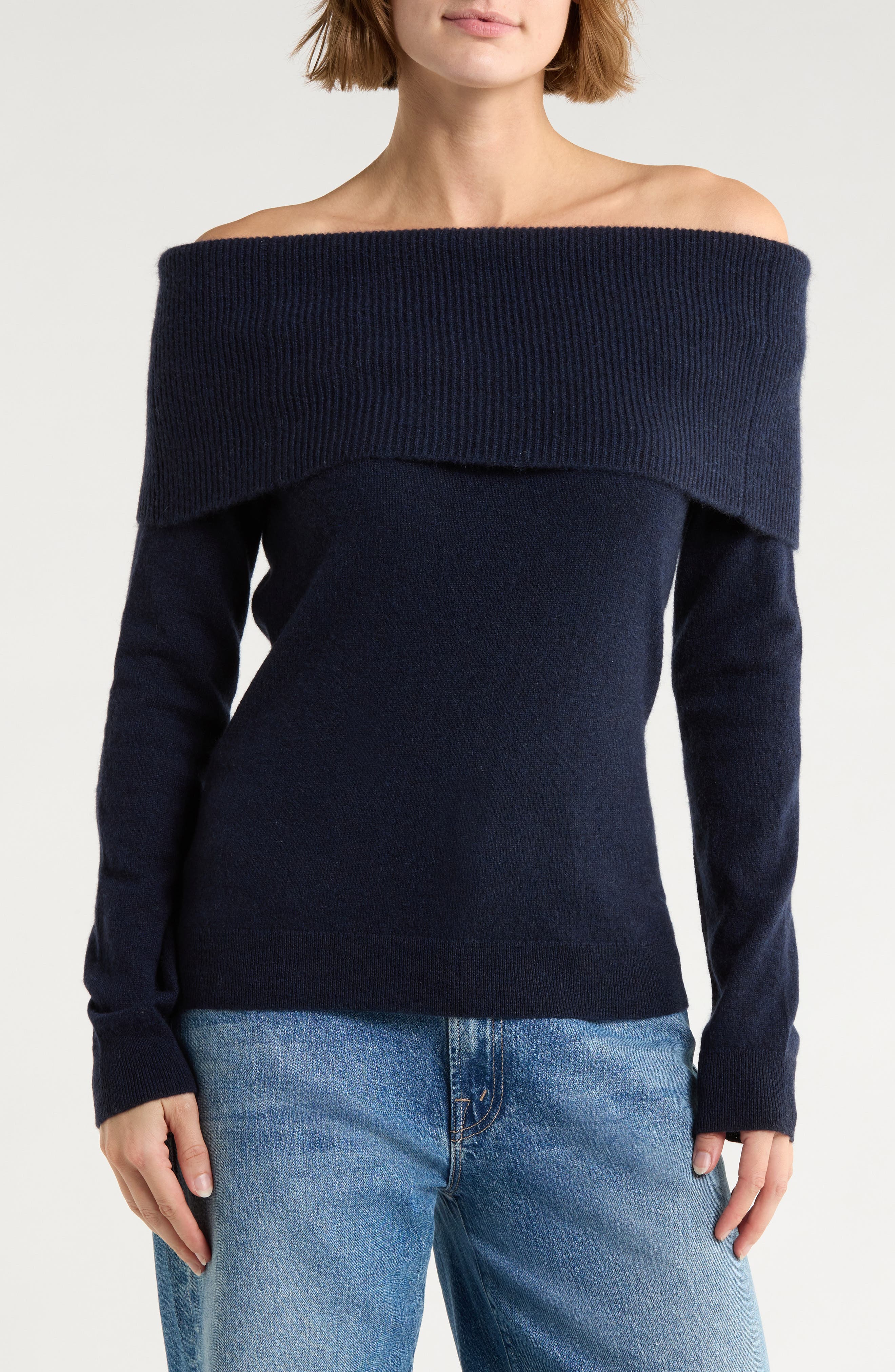Magaschoni Cashmere Off the Shoulder Sweater