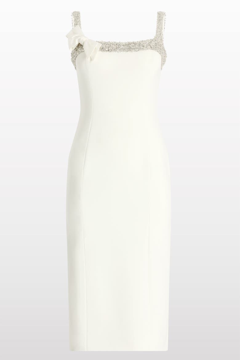 Lucy Crystal-Embellished Bow Midi Dress, Main, color, Vanilla