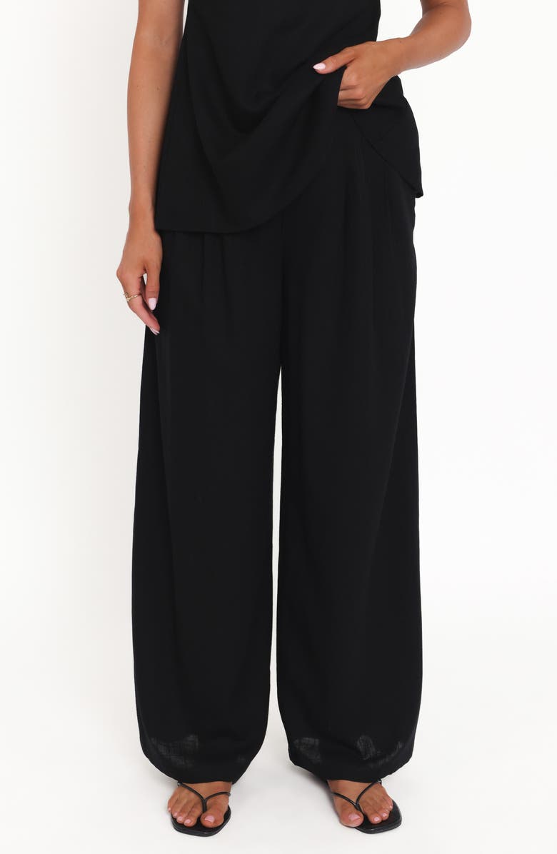 Petal & Pup Arles Pleated Cotton Wide Leg Pants, Main, color, Black