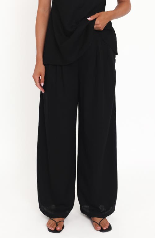 Petal & Pup Arles Pleated Cotton Wide Leg Pants in Black at Nordstrom, Size X-Small