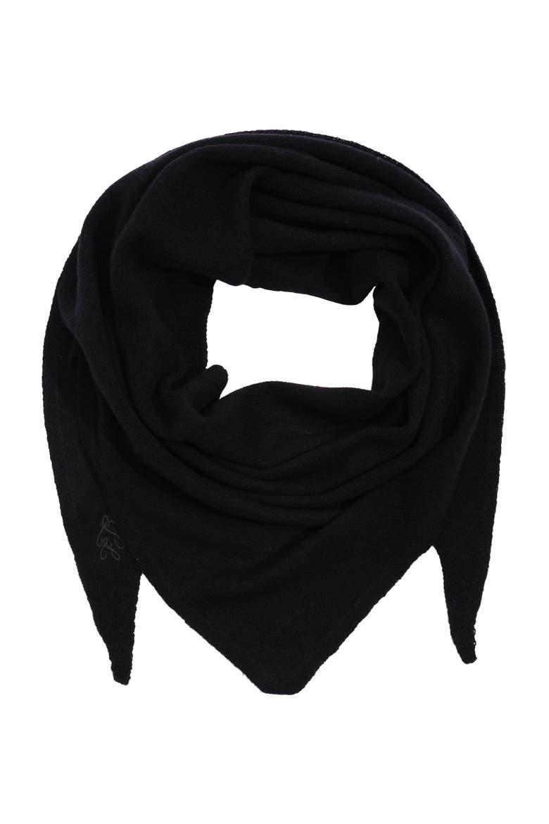 knit triangle scarf, Main, color, black