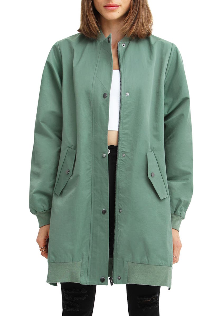Belle & Bloom BELLE AND BLOOM Chasing You Long Bomber Jacket, Alternate, color, Military