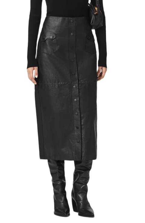 Rock Leather Midi Skirt