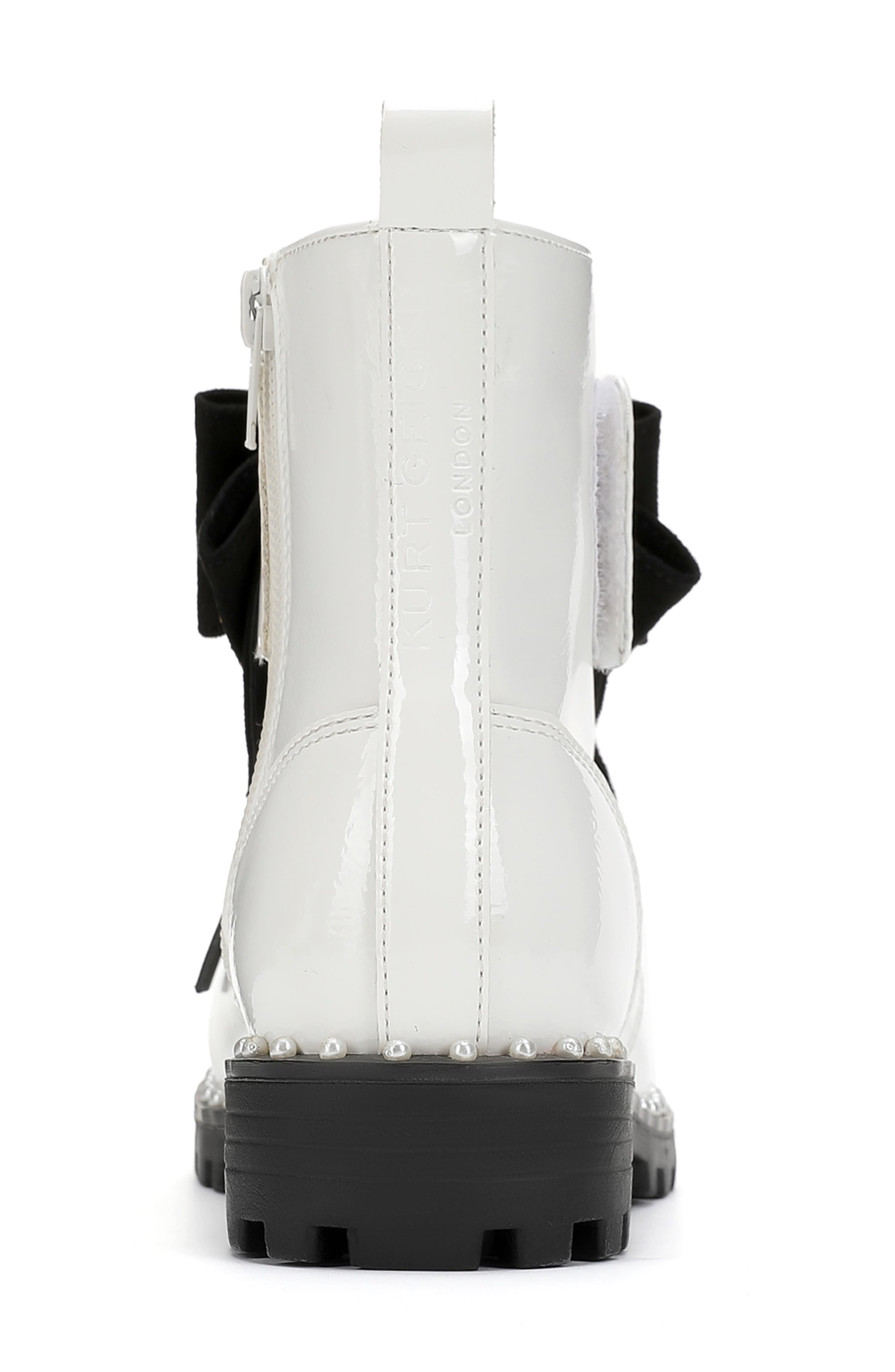 Kurt Geiger London Kids' Kensington Combat Boot, Alternate, color, Bone Patent