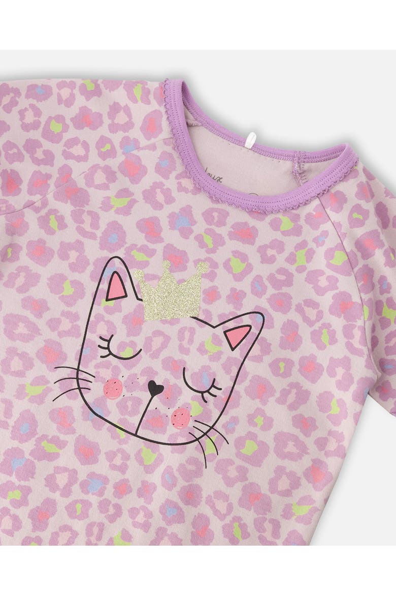 Organic Cotton Animal Two-Piece Pyjama Set, Alternate, color, Purple Animal Print