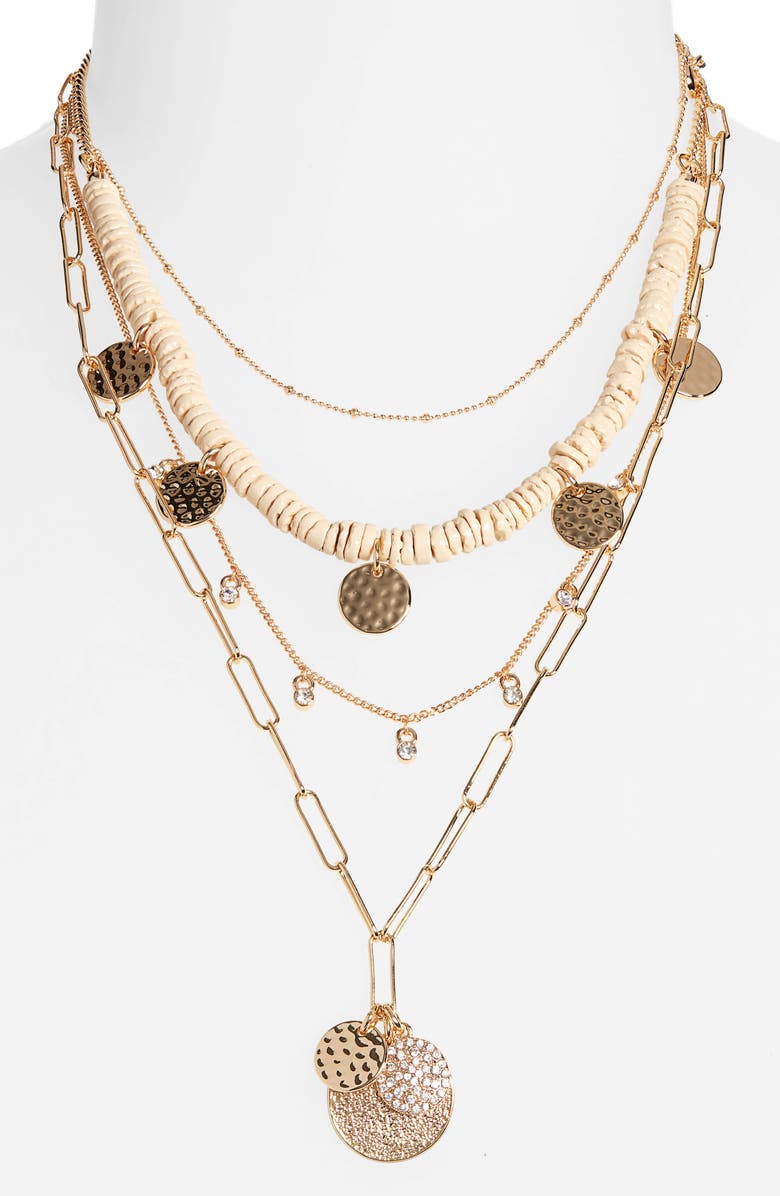 BP. Layered Disc Pendant Necklace, Main, color,