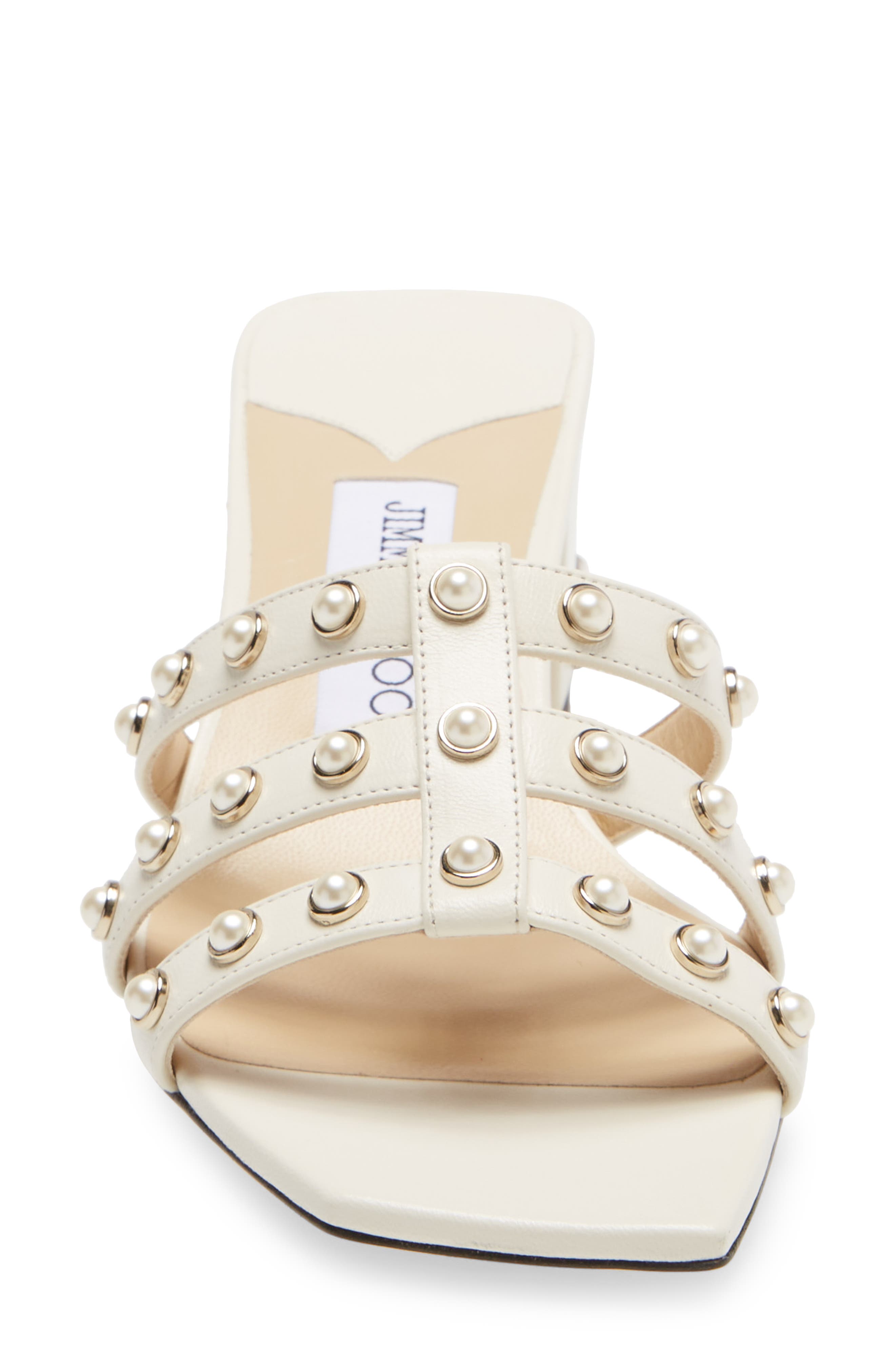 Hazal Imitation Pearl Cage Slide Sandal, Alternate, color, LATTE