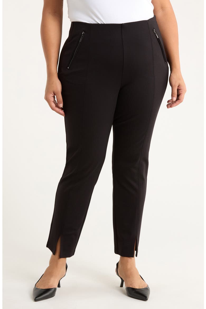 Zip Pocket Slit Hem Pants, Main, color, BLACK