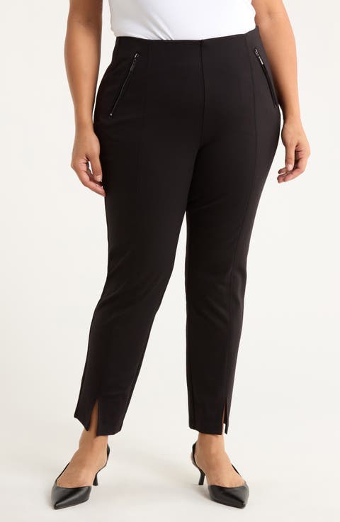 Zip Pocket Slit Hem Pants