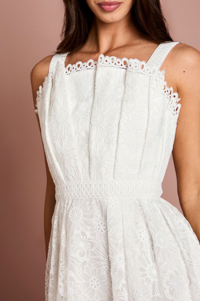 Embroidered Lace Midi Dress, Alternate, color, Ivory
