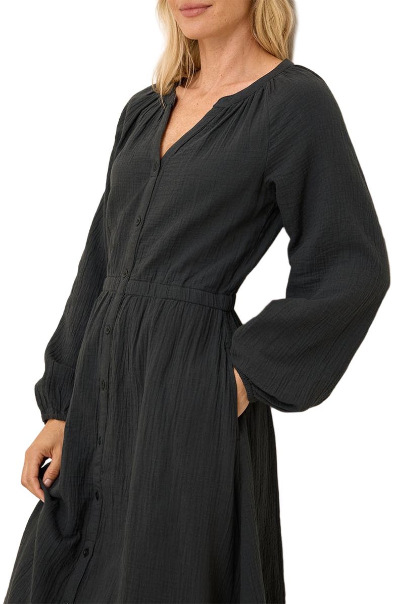 Pact Organic Cotton Coastal Double Gauze Poet Sleeve Dress, Alternate, color, 