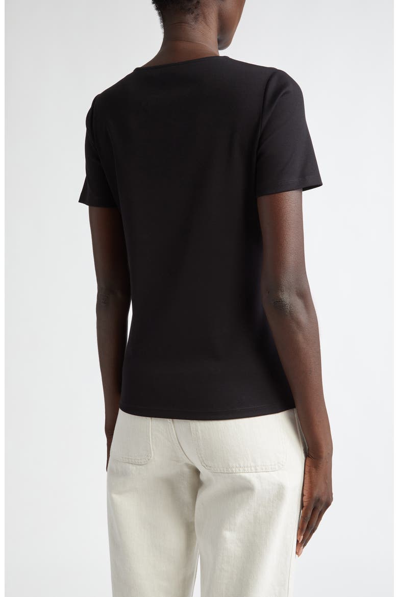 Stretch Cotton Crewneck T-Shirt, Alternate, color, BLACK