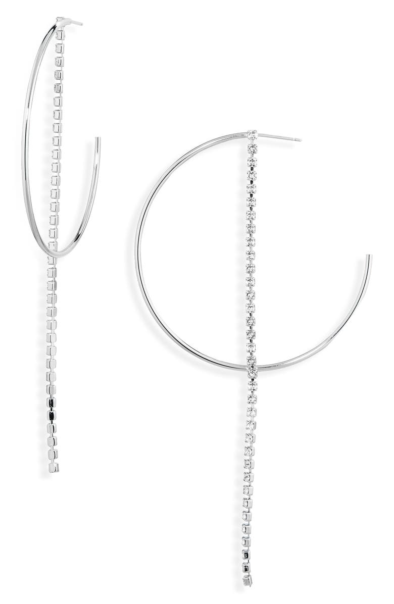 Justine Clenquet Milla Crystal Chain Hoop Earrings, Main, color,
