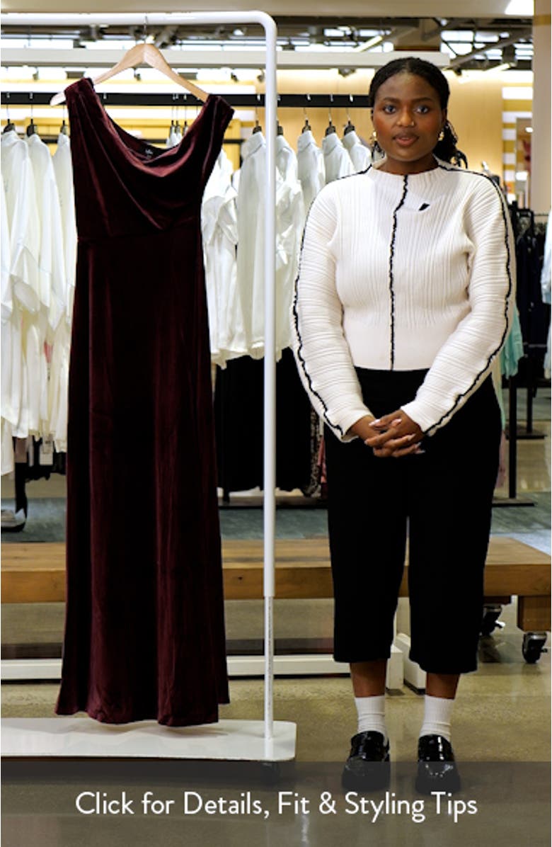 Anya Draped One-Shoulder Velvet Gown, sales video thumbnail