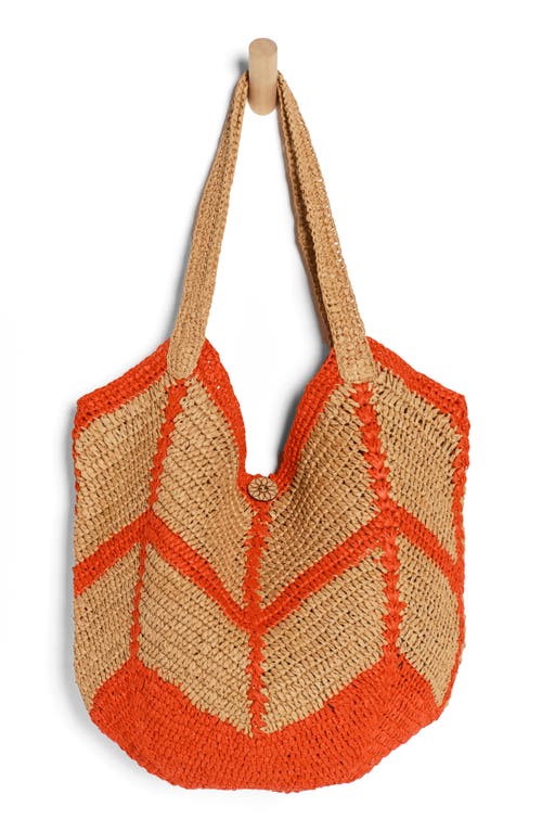 Free People Mykonos Straw Tote In Red Orange