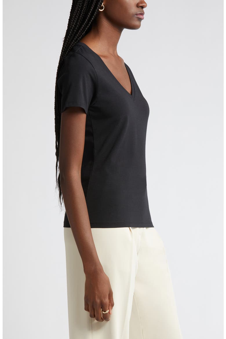Everyday V-Neck Pima Cotton Blend T-Shirt, Alternate, color, BLACK