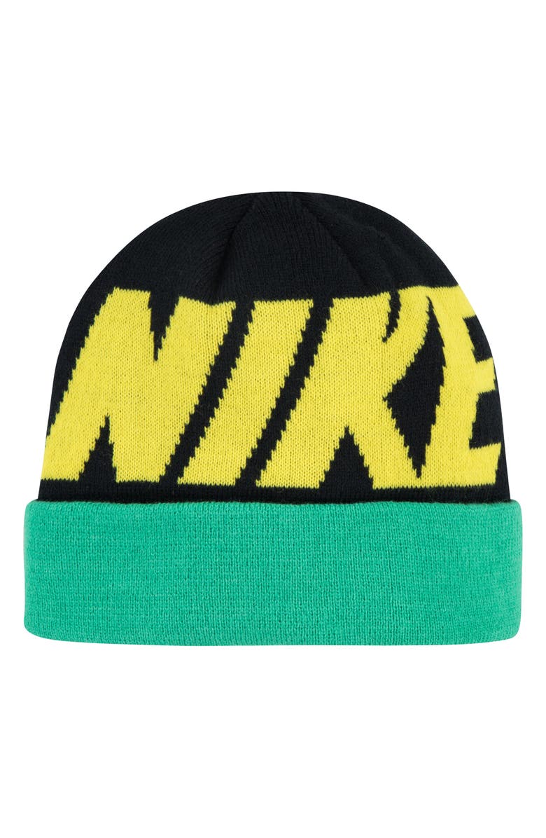 Nike Wordmark Colorblock Beanie, Alternate, color, Black